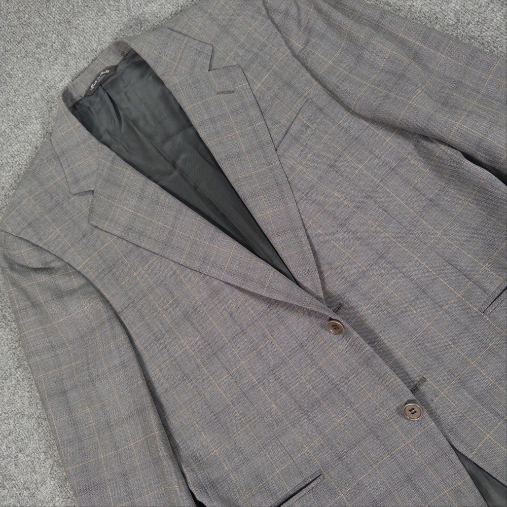 Canali for Bloomingdales Mens Grey Plaid Wool Blazer Sport Coat Italy 48R